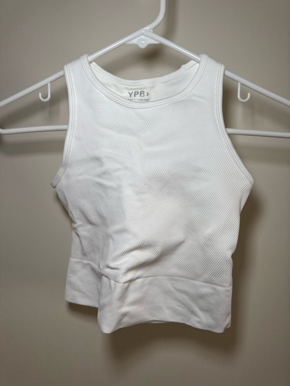 Abercrombie & Fitch White Ribbed Cropped Tank